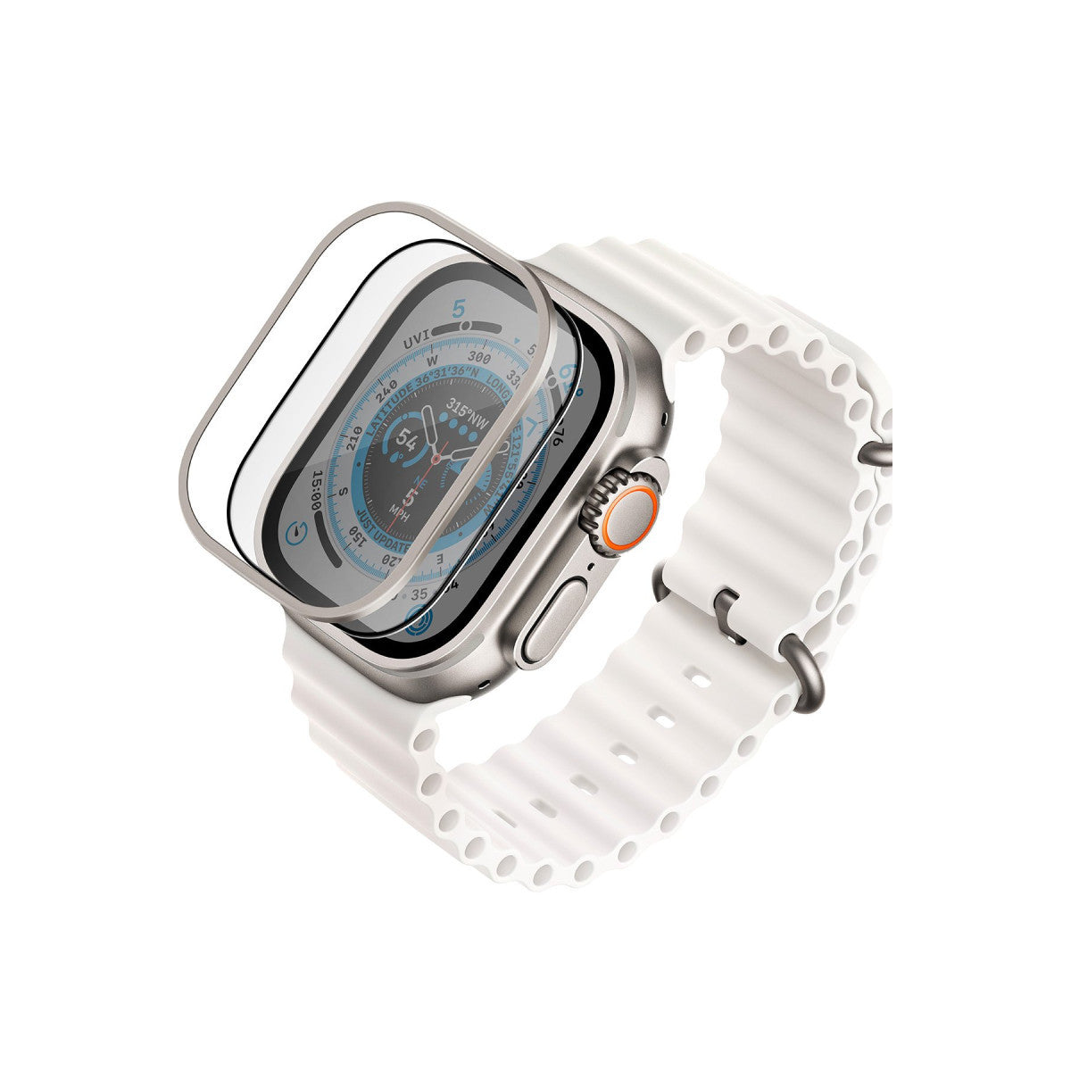 Uniq Apple Watch Ultra 49mm Optix Duo Pro Anti Reflective Camlı Çelik Kasa Koruyucu